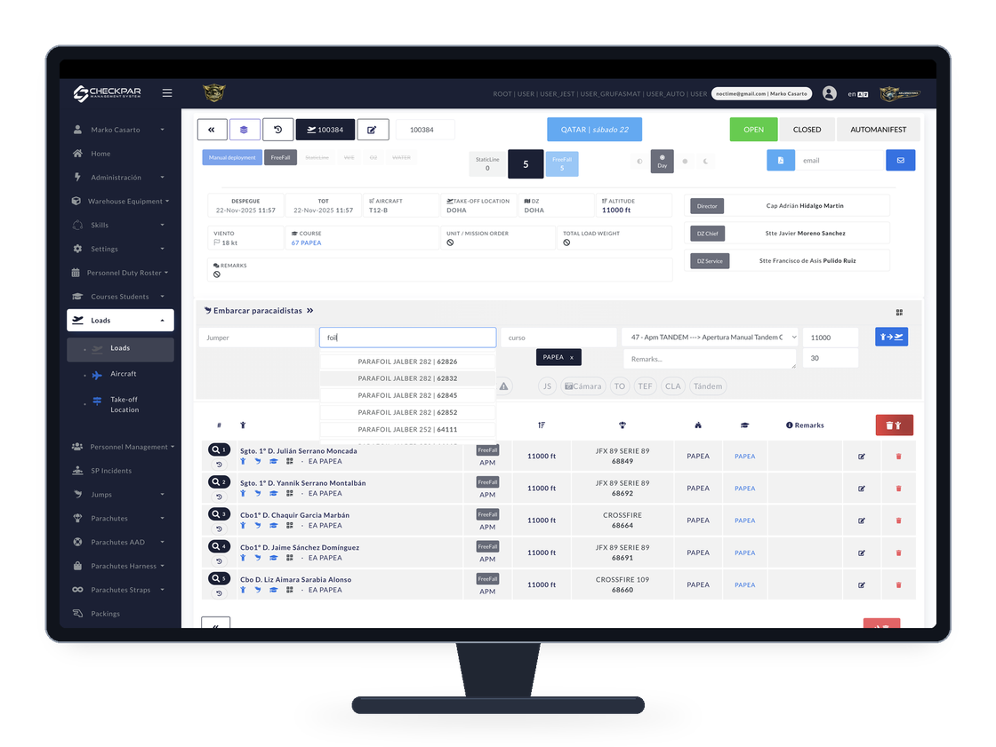 Planificación de saltos y embarques en CHECKPAR