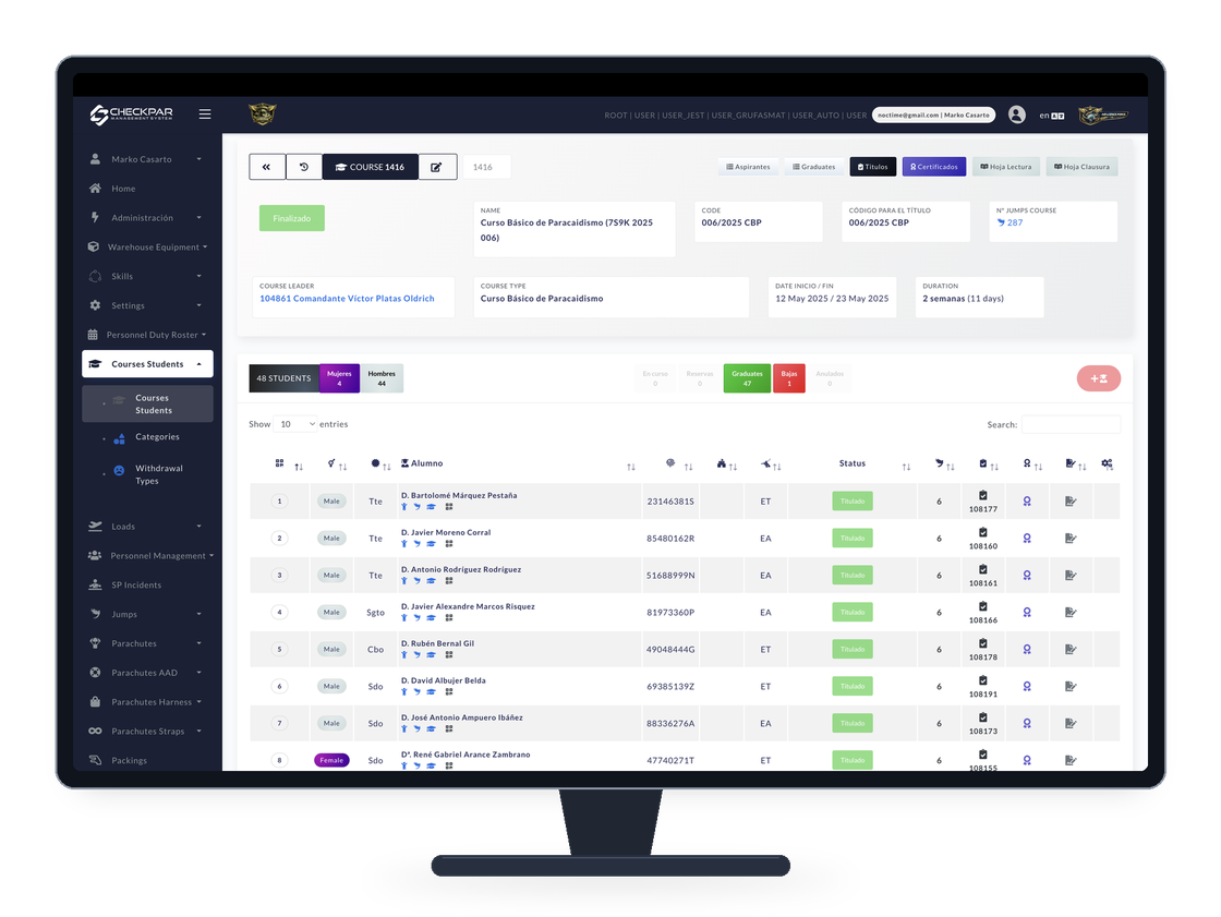 Control de personal y cualificación en CHECKPAR